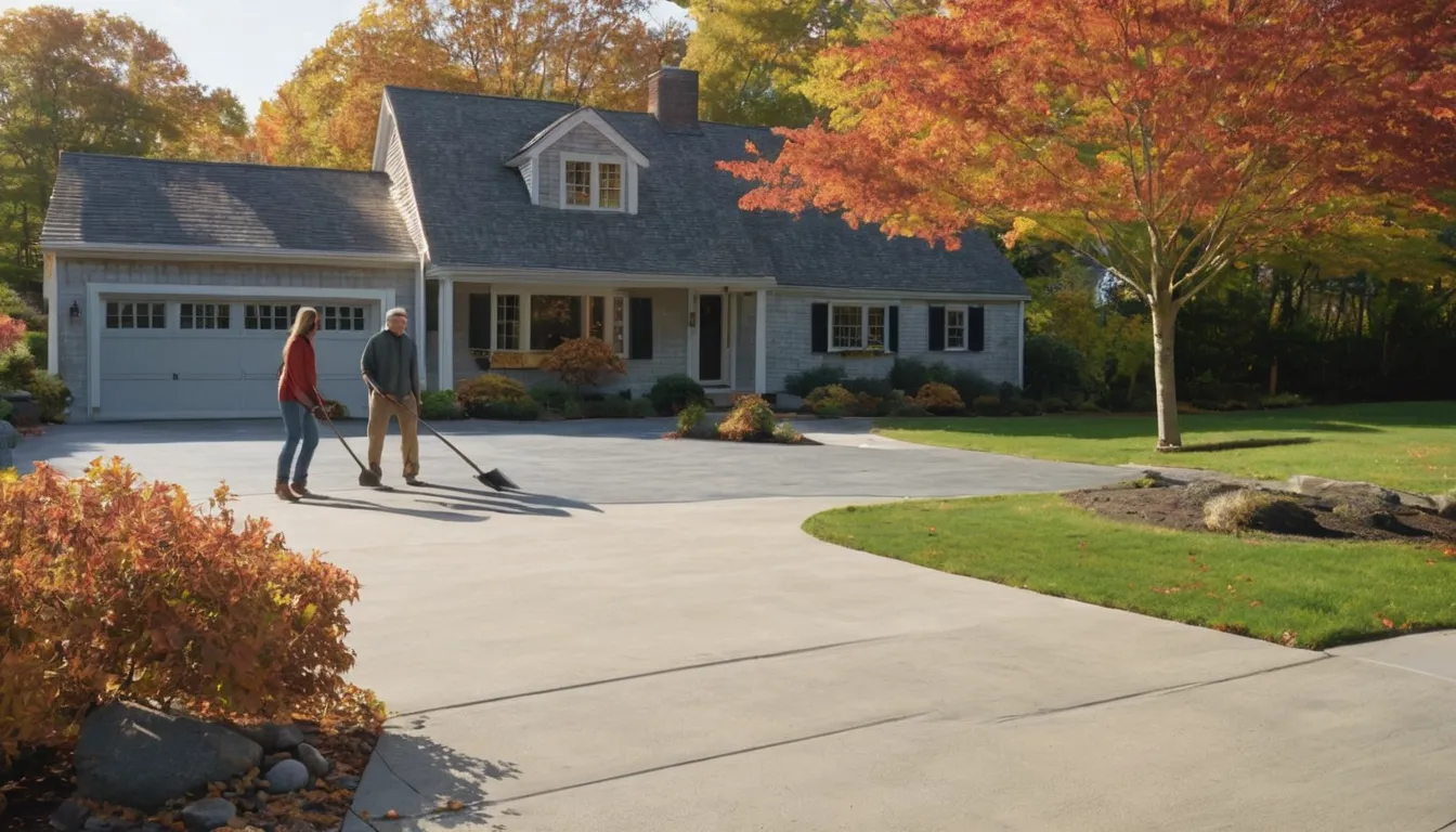A newly poured concrete driveway leading to a classic home in Taunton